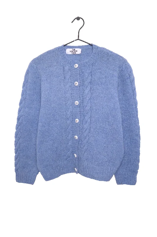 Blue Cable Knit Cardigan