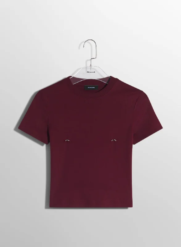 deep red pierced baby t-shirt