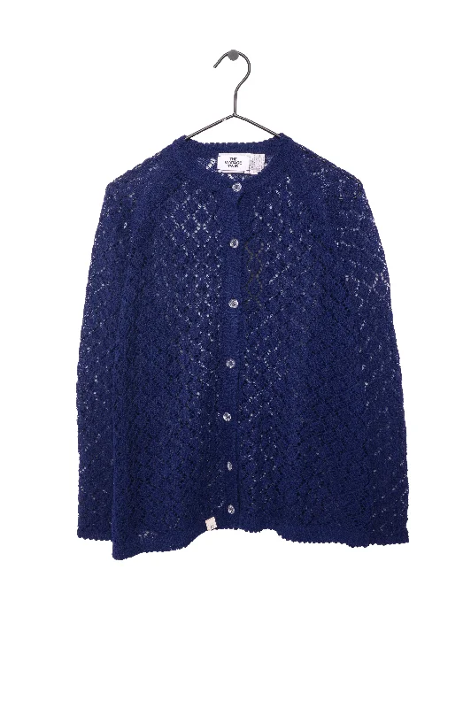 Navy Open Knit Cardigan