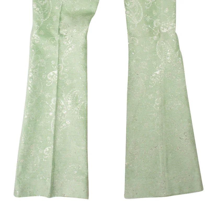 Green Paisley Velvet Glitter Pants