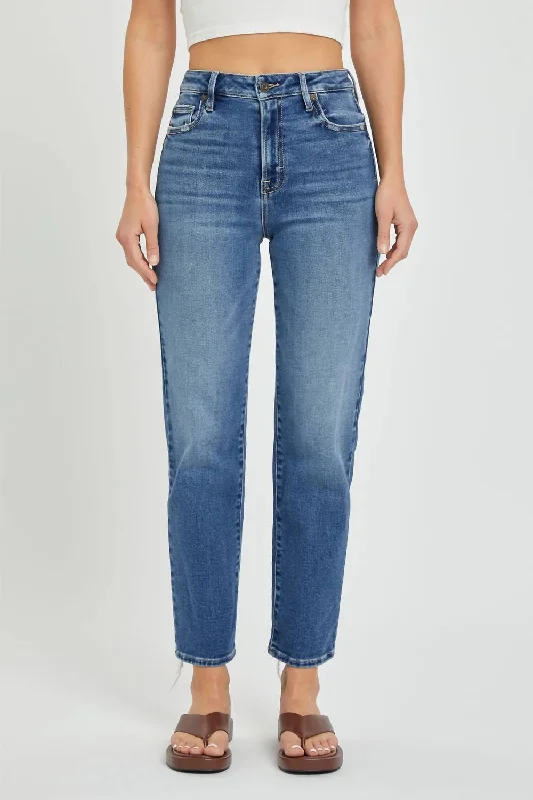 Tracey High Rise Straight Jean In Medium Dark