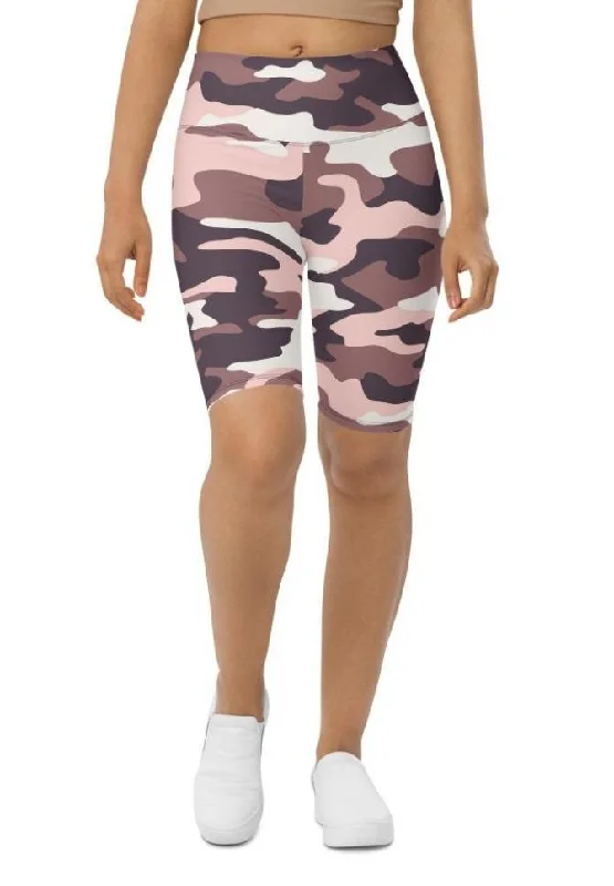 Chocolate Brown Camo Biker Shorts