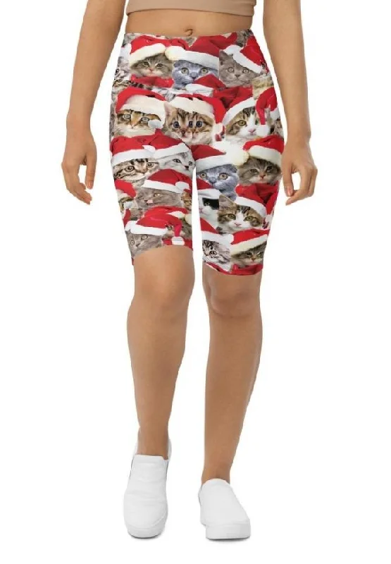 Christmas Cat Biker Shorts