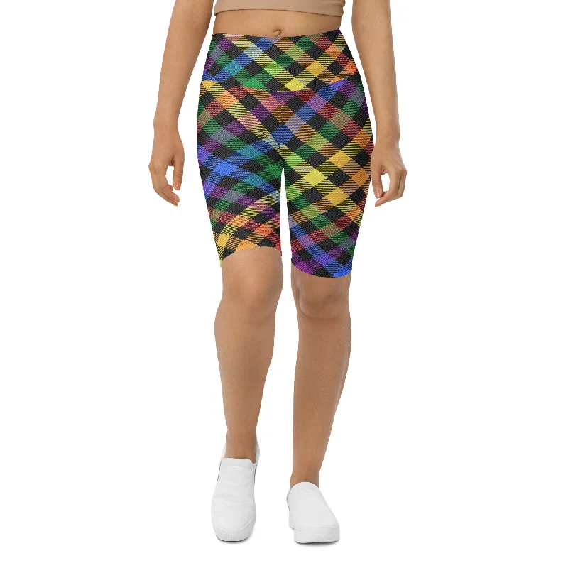 Colorful Plaid Biker Shorts