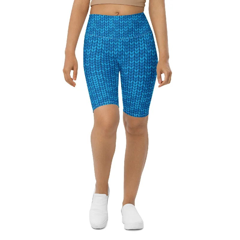 Knitted Print Pattern Biker Shorts